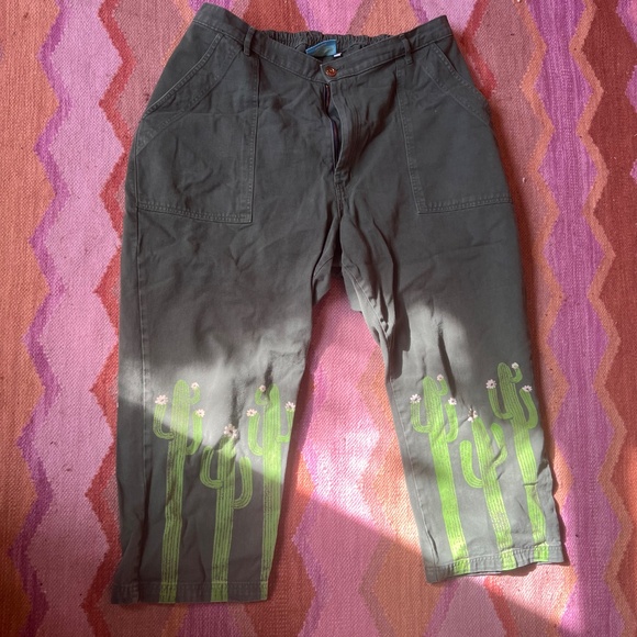 Big Bud Press Dark Gray Pants with Green Cactus Design - Picture 6 of 6